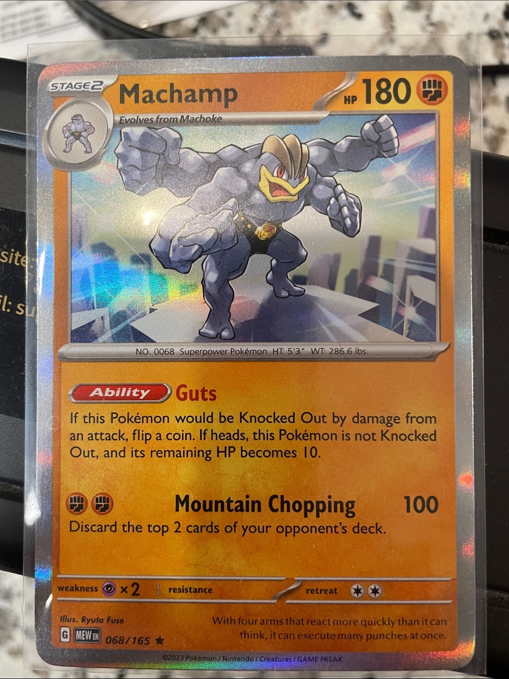 Pokemon Machamp Holo Orange and Gray Trading Card